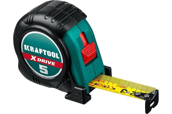 Рулетка 5м/25мм KRAFTOOL X-Drive с нейлон. покрыт. обрезин корпус